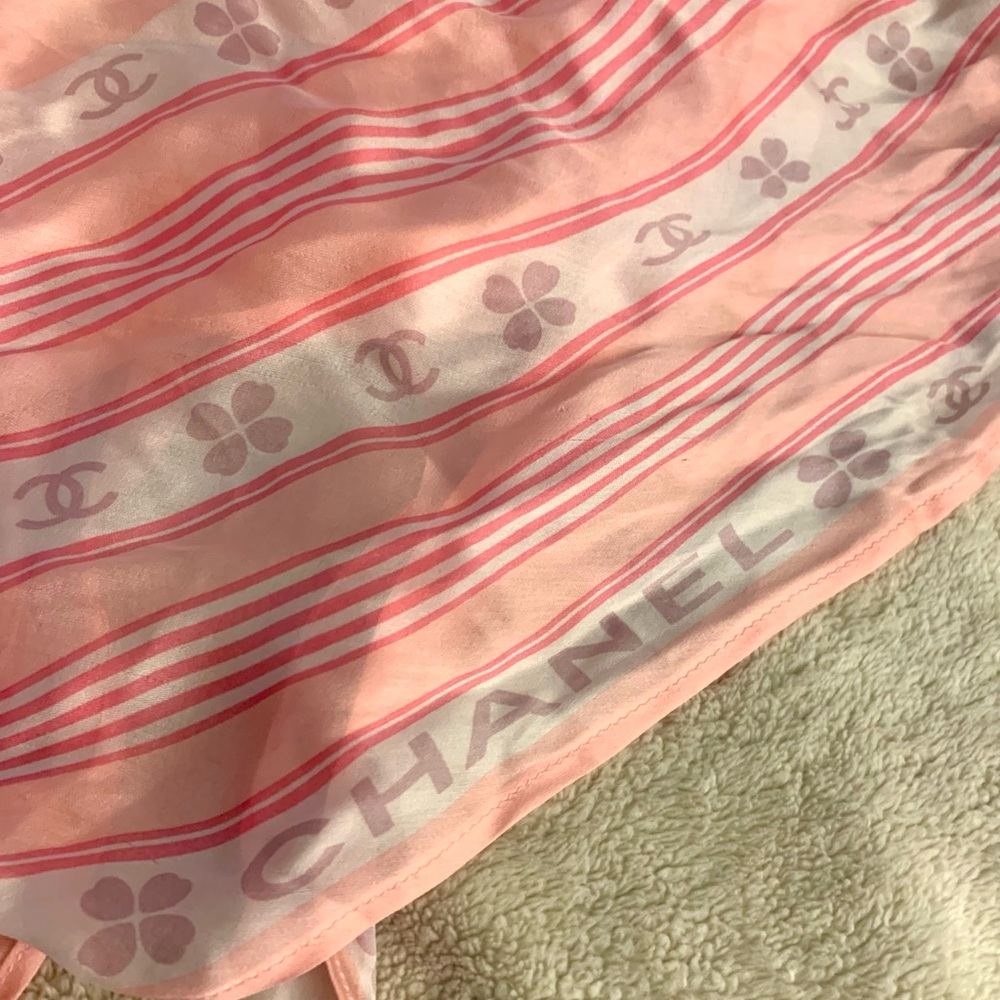 Vintage authentic Chanel silk logo scarf.  Chanel on Michigan Ave 2005.